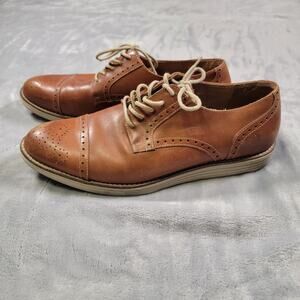 Wallin & Bros Men’s Oxford Dress Shoes Size 10.5 Brown Leather Brogue Lace Up